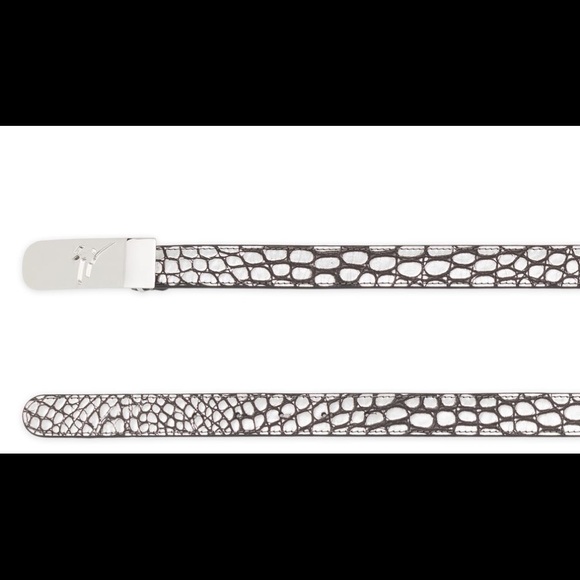 🎁giuseppe zanotti NEW silver croc leather designer belt - Picture 3 of 7